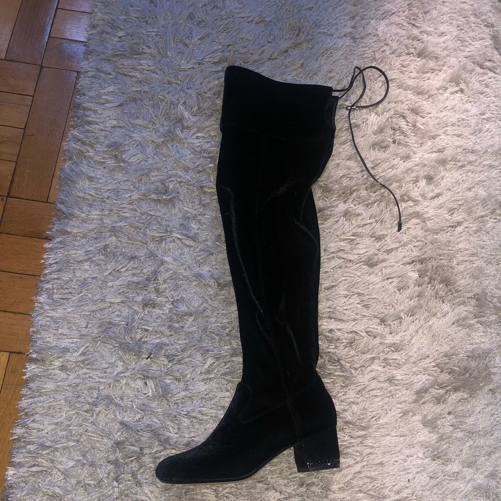 Over the knee michael Kors black velvet boots.